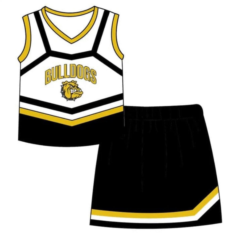 MOQ 3 pcs sleeveless dog top black skirt girls team clothes