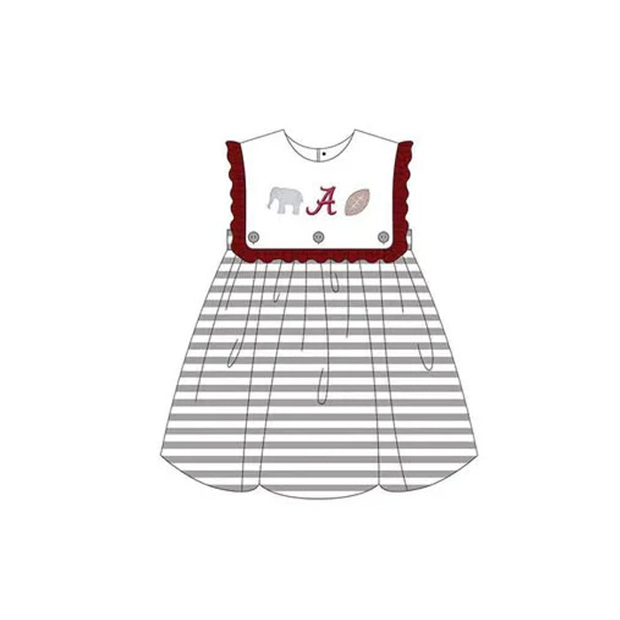 MOQ 3 pcs sleeveless stripe elephant A girls team dresses