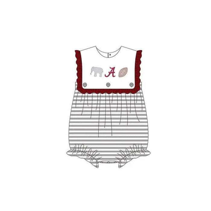 MOQ 3 pcs sleeveless elephant stripe baby girls team romper