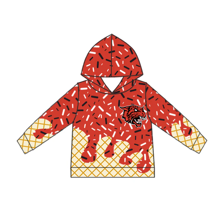 Deadline Aug 5 2025 long sleeves red ice cream sprinkle kids team hoodie
