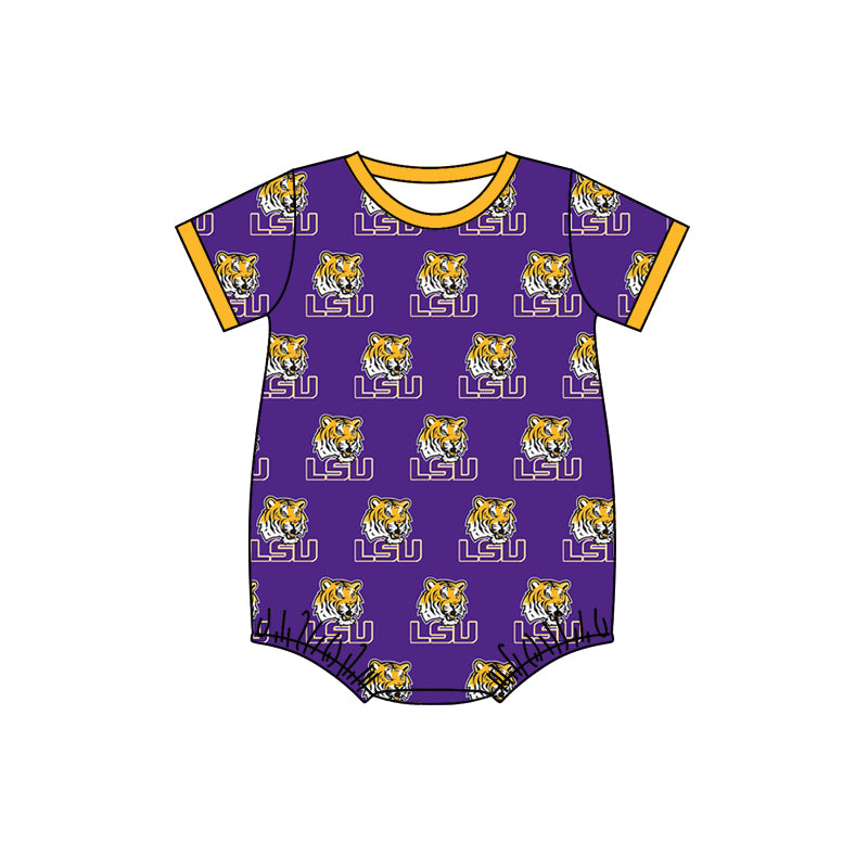 MOQ 3 pcs short sleeves L S U tiger baby boys team romper