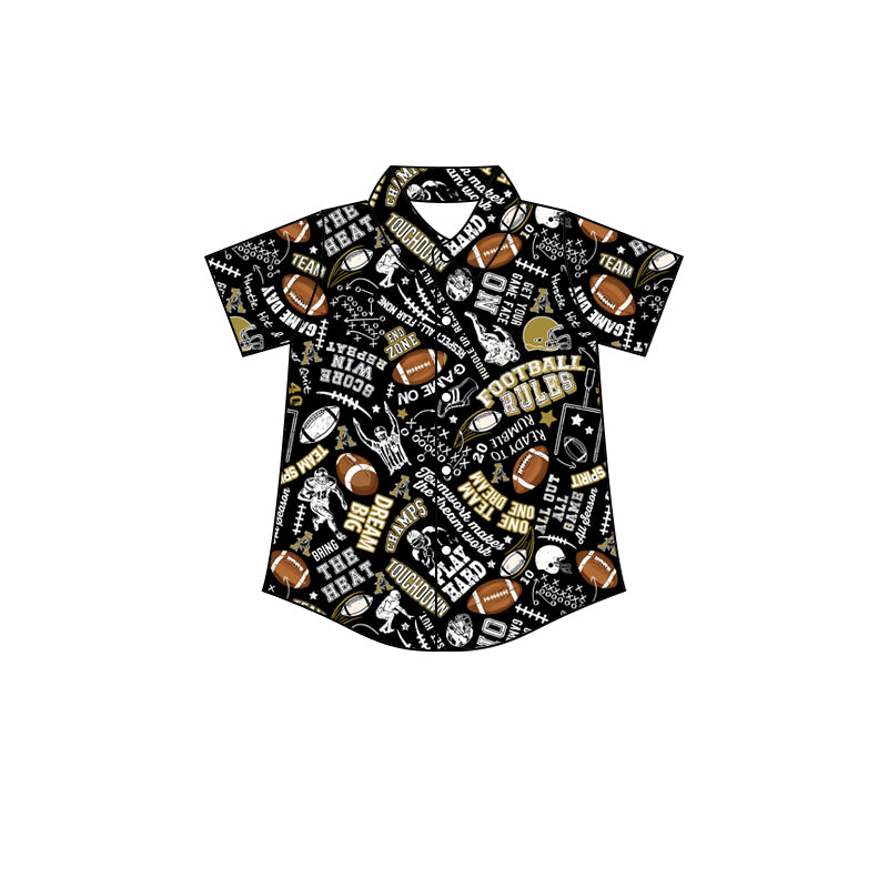 MOQ 3 pcs short sleeves football kids boys team button down shirt