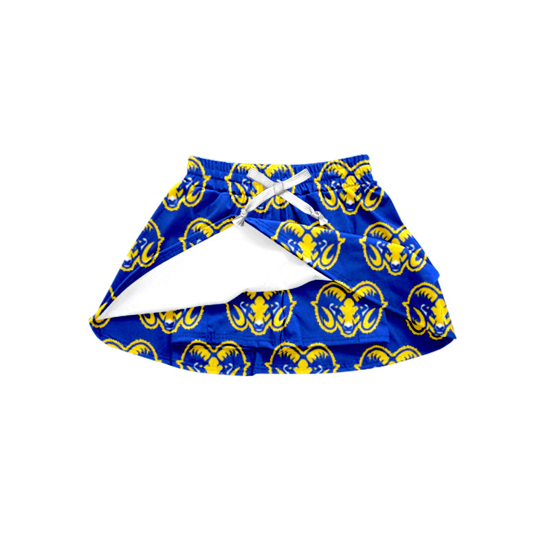 MOQ 3 pcs blue yellow kids girls team skirt