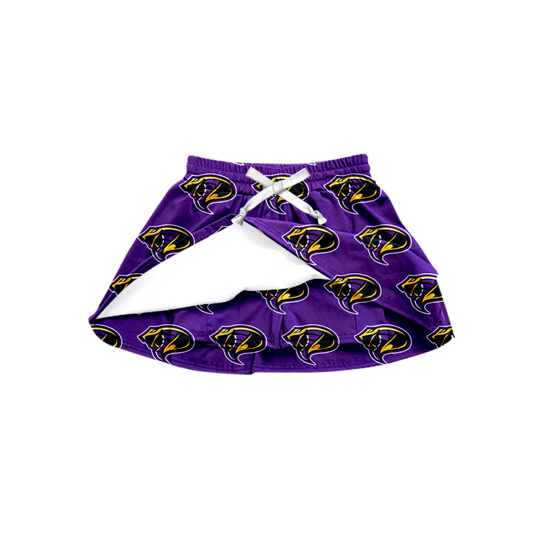 MOQ 3 pcs purple yellow kids girls team skirt