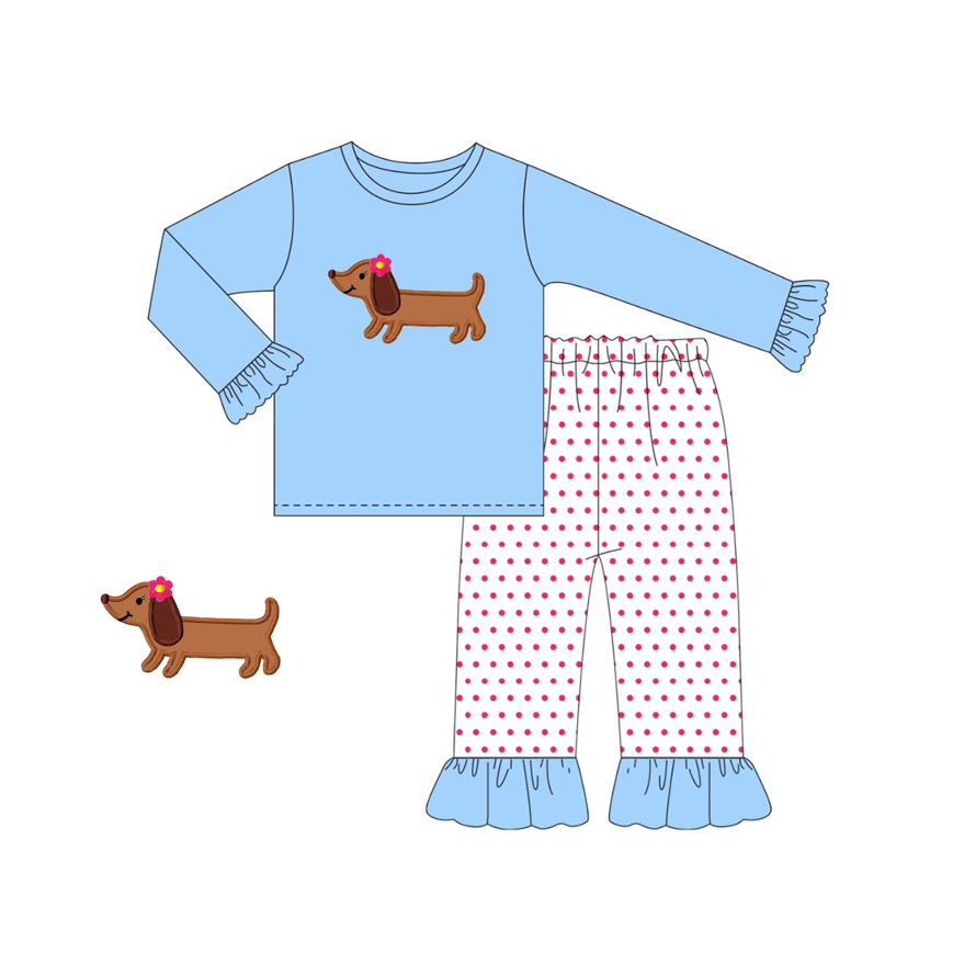 Deadline Aug 14 2025 long sleeves dog top polka dots pants girls clothes