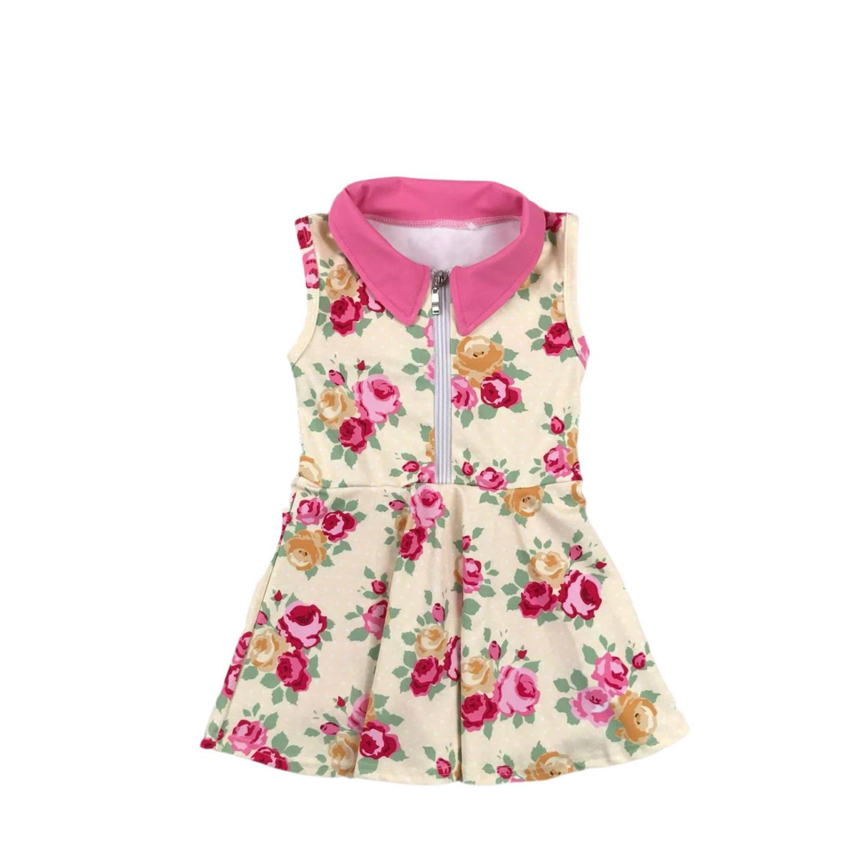 Deadline Sept 2 2025 sleeveless pink floral baby girls athletic dress