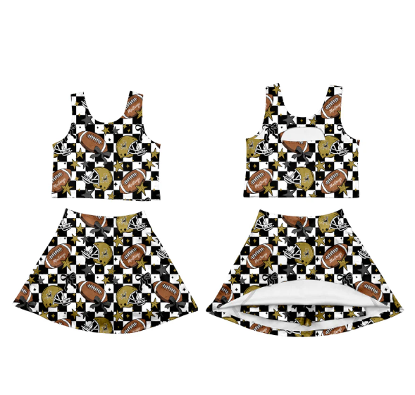 Deadline Sept 2 2025 football bow top skirt girls activewear set