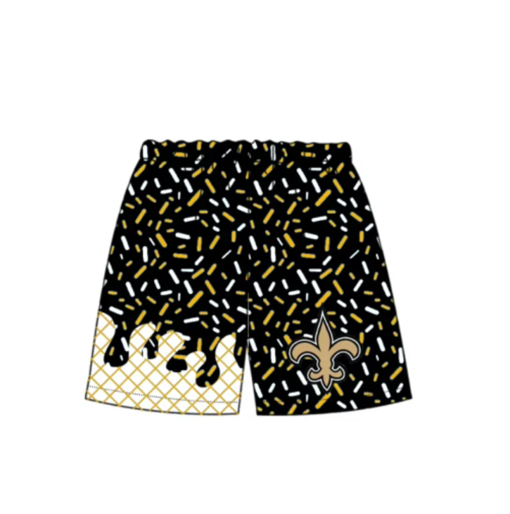 MOQ 5 pcs black ice cream sprinkle kids boys team shorts