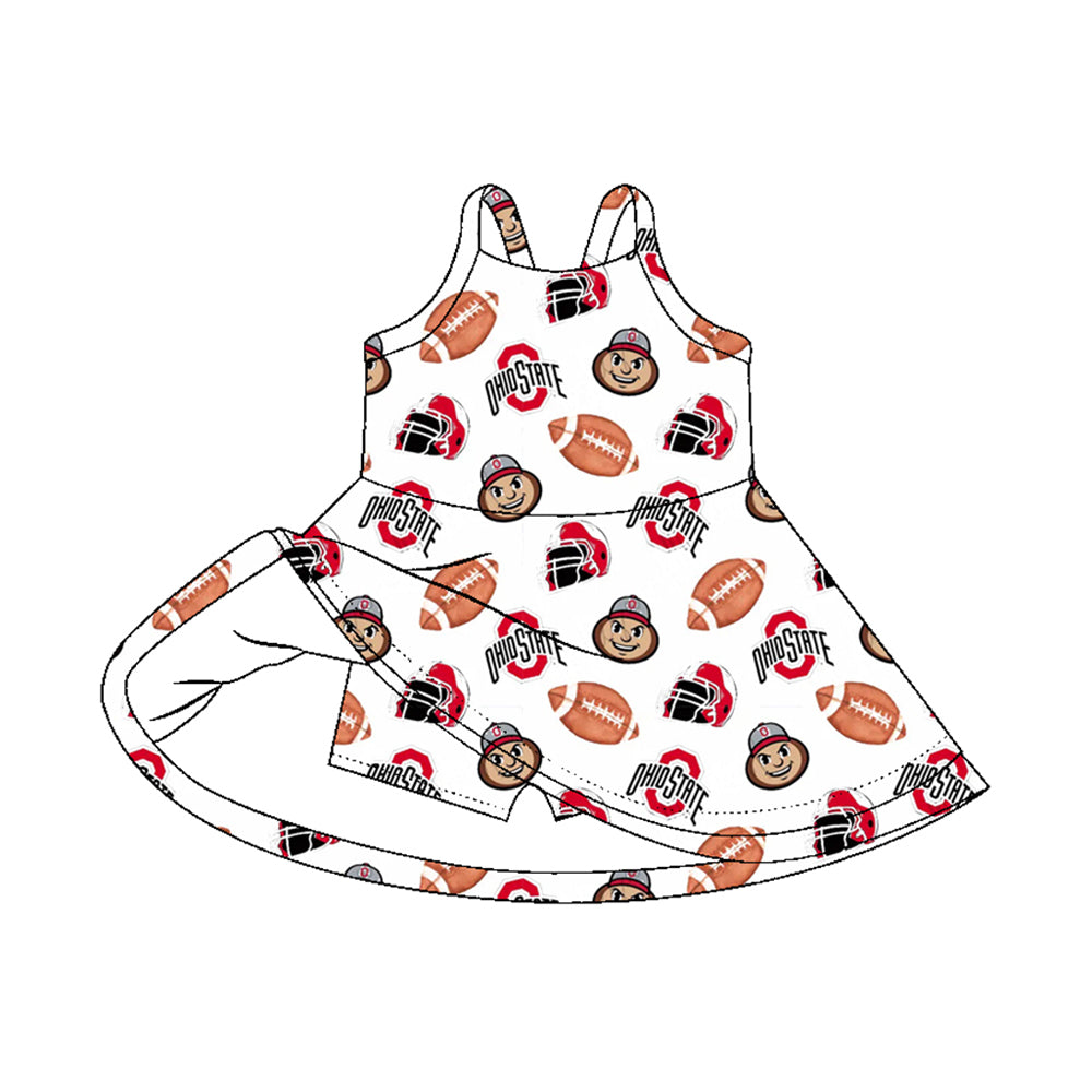 MOQ 5 pcs straps O kids girls team athletic dresses