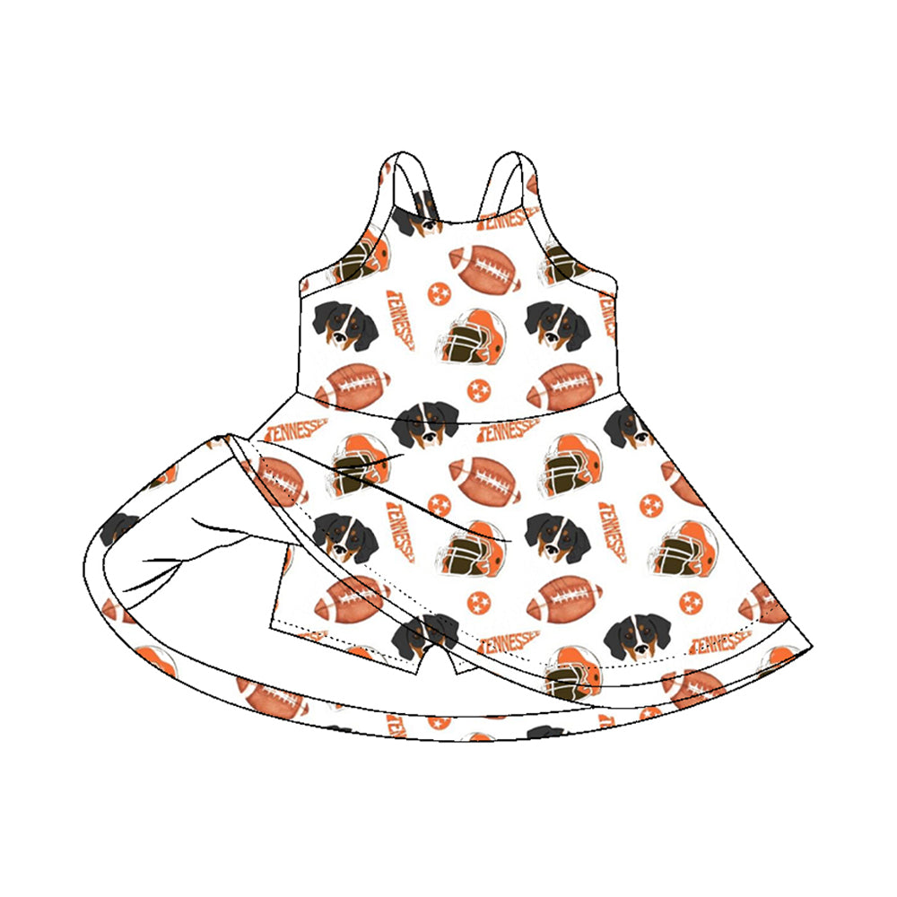 MOQ 5 pcs straps dog kids girls team athletic dresses