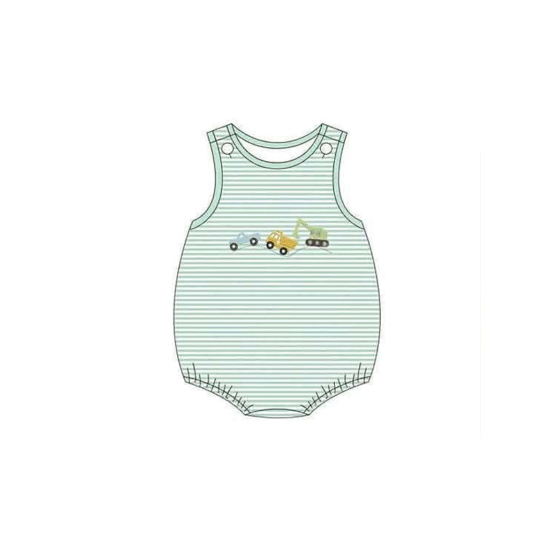 MOQ 5 pcs sleeveless stripe constructions baby boy romper