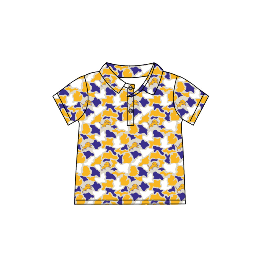 MOQ 5 pcs short sleeves yellow camo kids boys team polo shirt