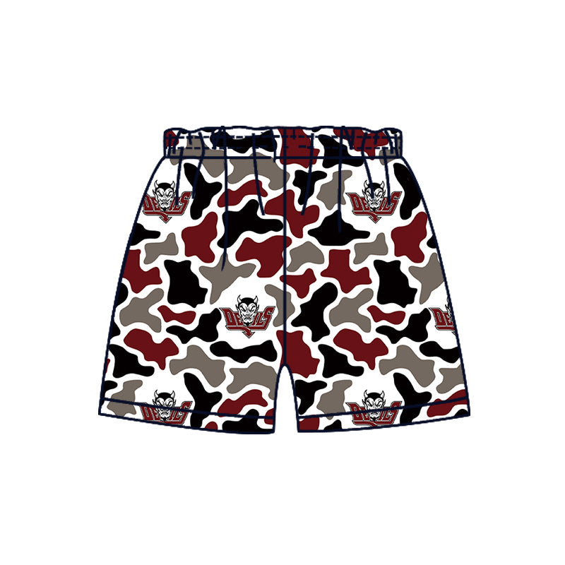 MOQ 5 pcs maroon black camo kids boys team shorts