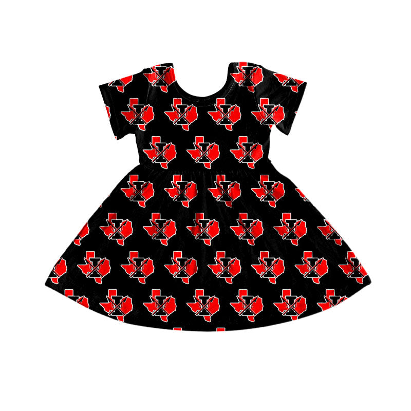 MOQ 5 short sleeves I black kids girls team dresses