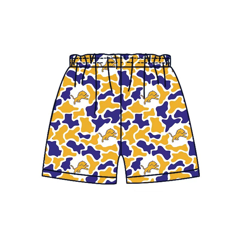 MOQ 5 pcs lion camo kids boys summer team shorts
