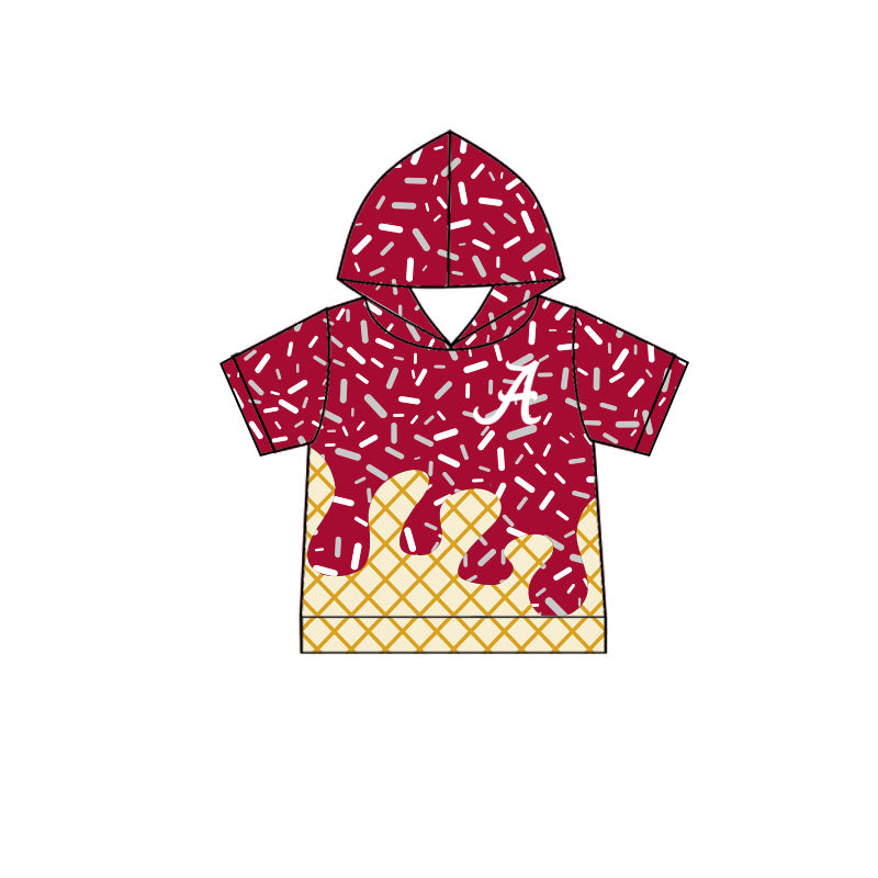 MOQ 5 pcs A maroon ice cream sprinkle kids boys team hoodie