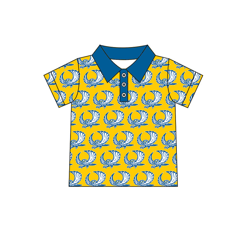 MOQ 5 pcs short sleeves owl kids boys team polo shirt