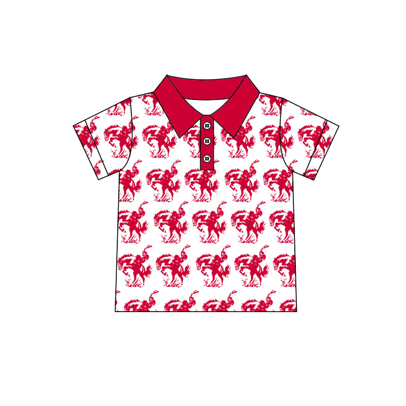 MOQ 5 pcs short sleeves red kids boys team polo shirt