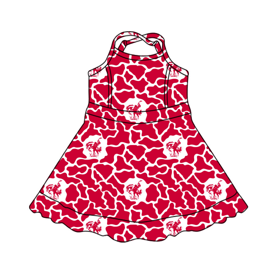 MOQ 5 pcs sleeveless straps red camo girls team athletic dress