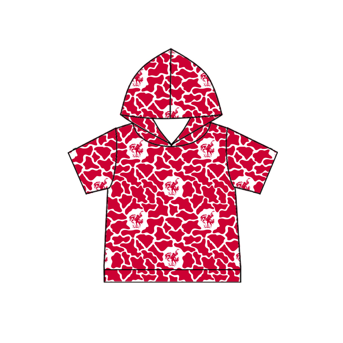 MOQ 5 pcs red camo short sleeves boys team hoodie