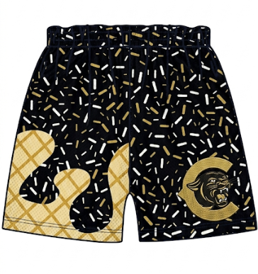 MOQ 5 pcs black ice cream sprinkle adult men team shorts