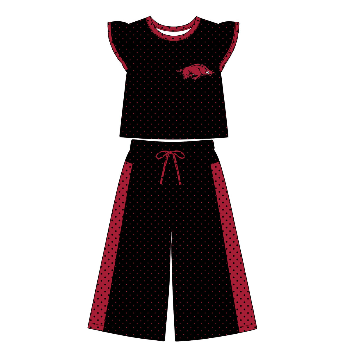 MOQ 5 flutter sleeves hogs polka dots girls team outfits