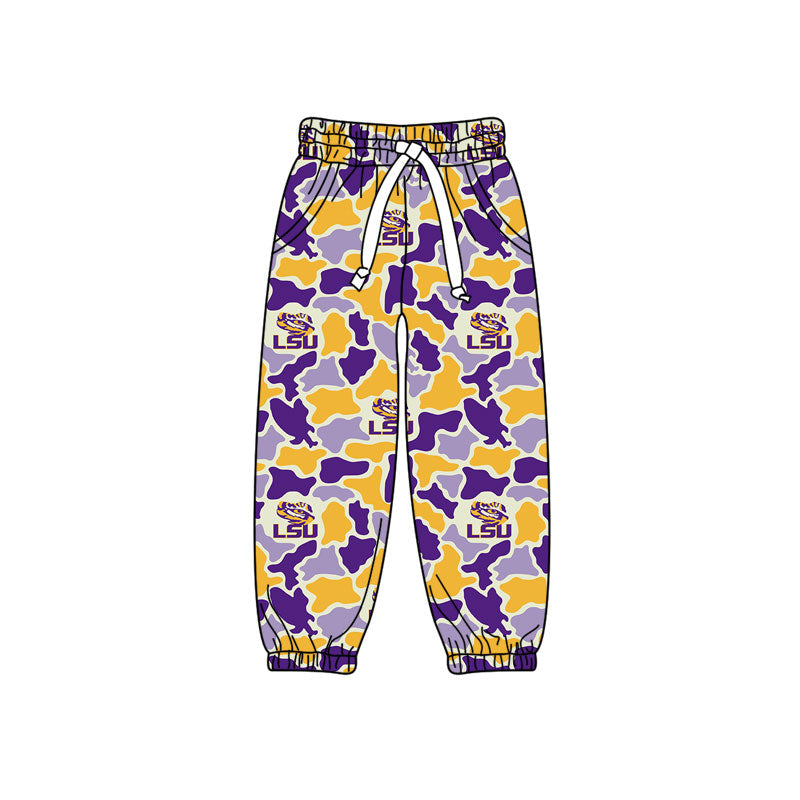 MOQ 5 pcs tiger purple camo kids boys team pants