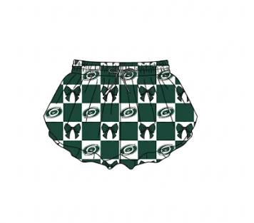 MOQ 5 pcs Plaid green bow kids girls team active summer shorts