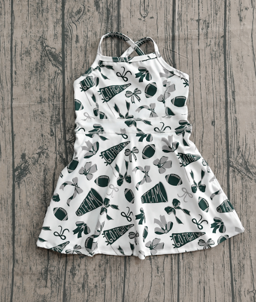MOQ 5 pcs straps green go team girls athletic dress