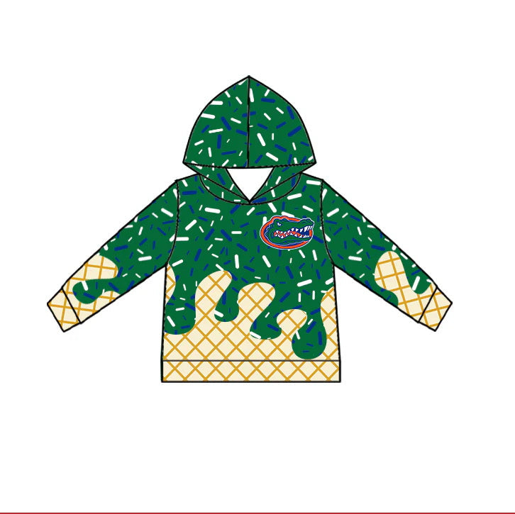 MOQ 3 pcs crocodile green ice cream sprinkle toddler kids team hoodie