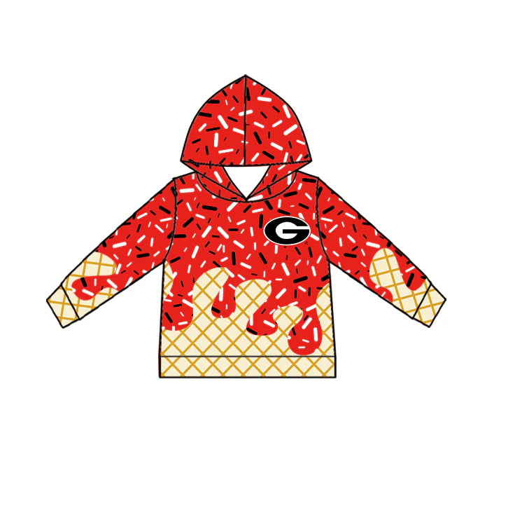 MOQ 3 pcs G red ice cream sprinkle toddler kids team hoodie