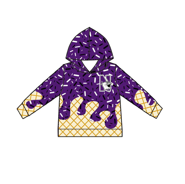 MOQ 3 pcs N purple ice cream sprinkle toddler kids team hoodie
