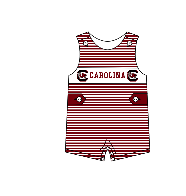MOQ 5 pcs maroon stripe sleeveless C baby boys team romper