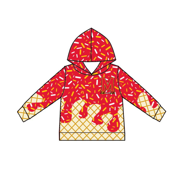 MOQ 3 pcs M red ice cream sprinkle toddler kids team hoodie
