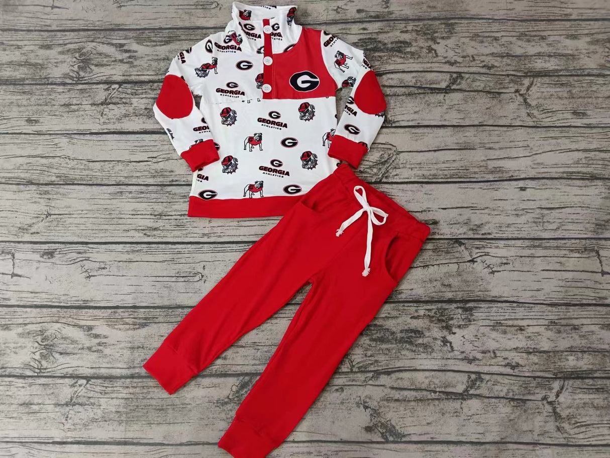 MOQ 3 pcs G dog pullover red pants kids boy team outfits