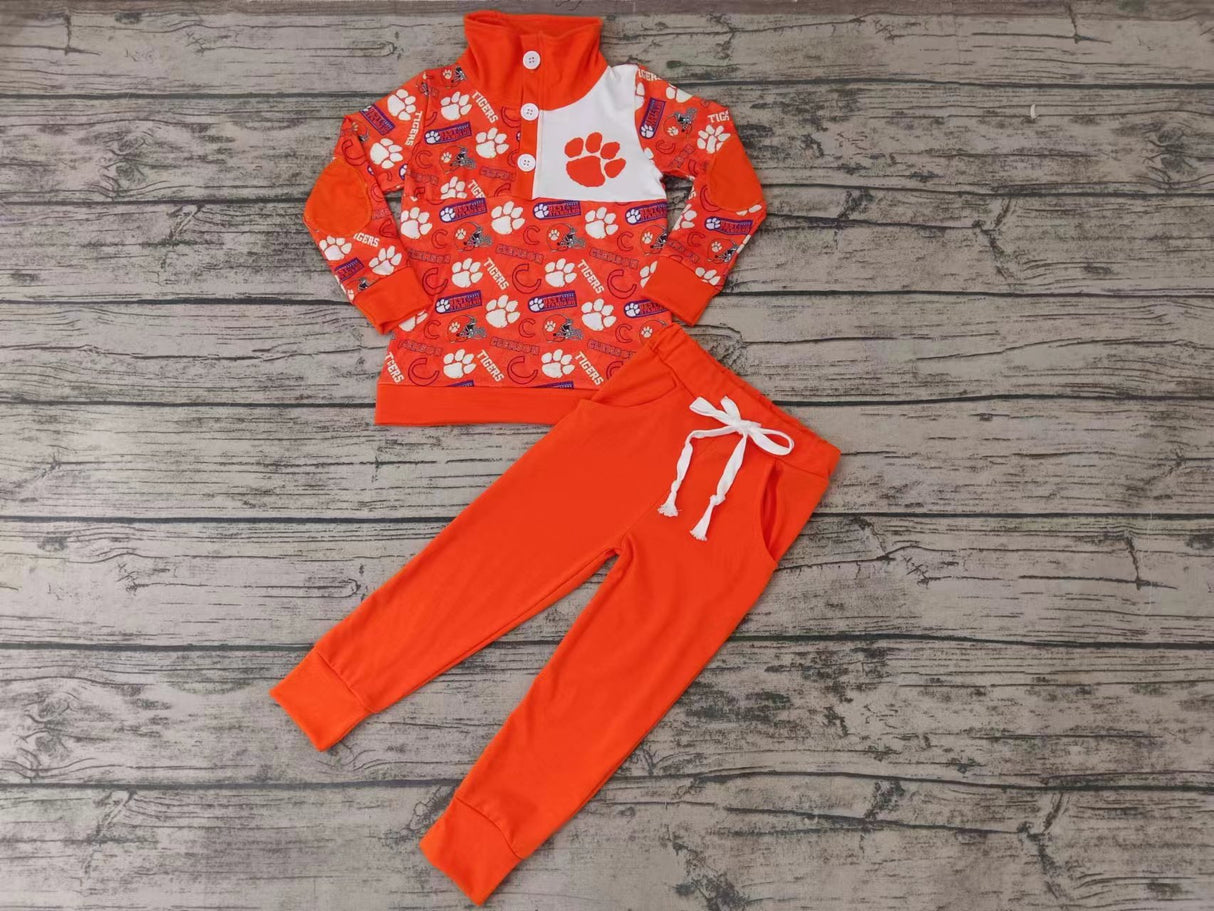 MOQ 3 pcs tigers pullover orange pants kids boy team outfits