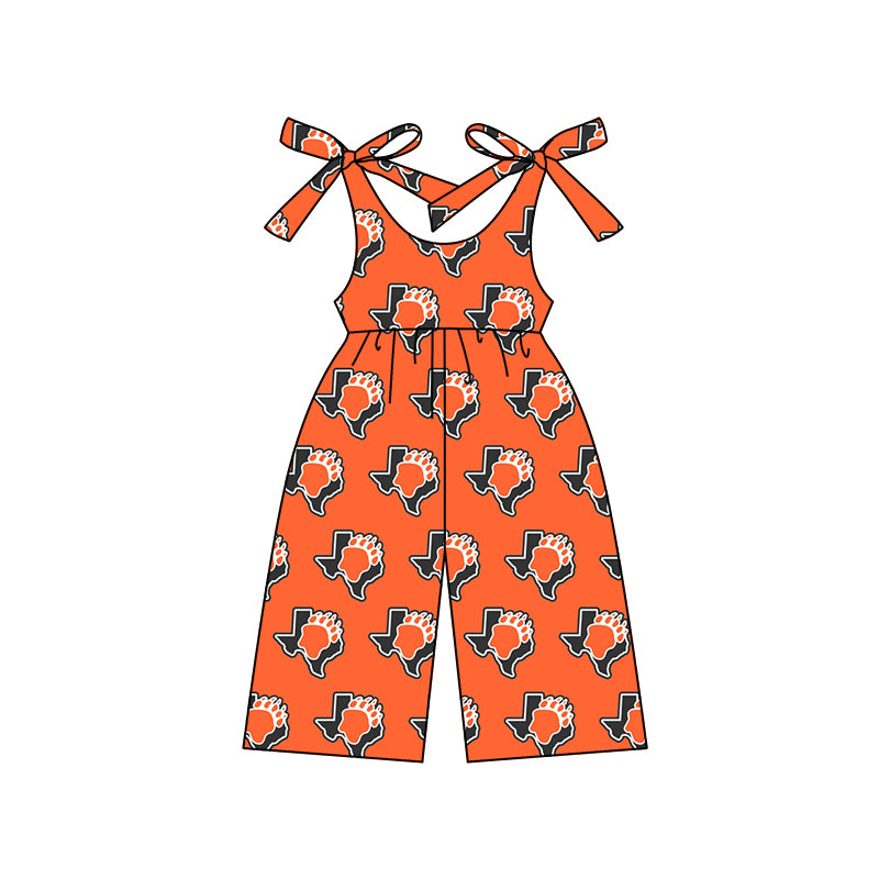 MOQ 3 straps orange kids girls team jumpsuit