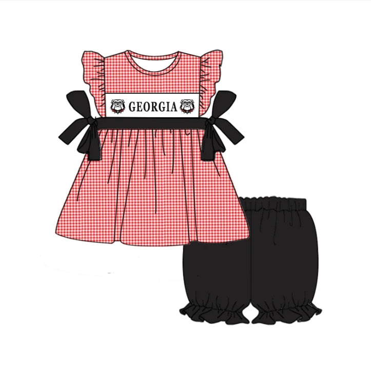 Deadline June 19 flutter sleeves G dog tunic shorts girls team clothes