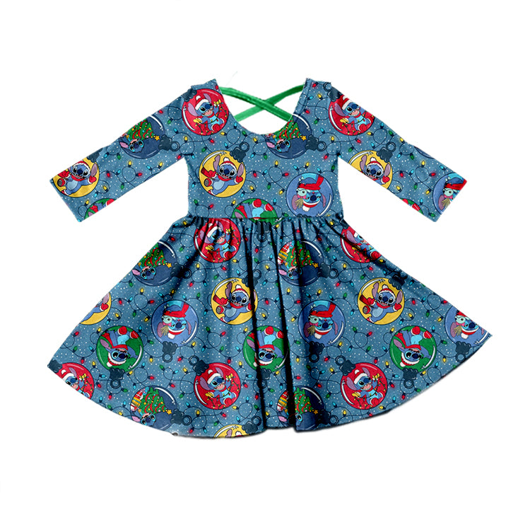 MOQ 5 koala Christmas lighting baby girls dresses