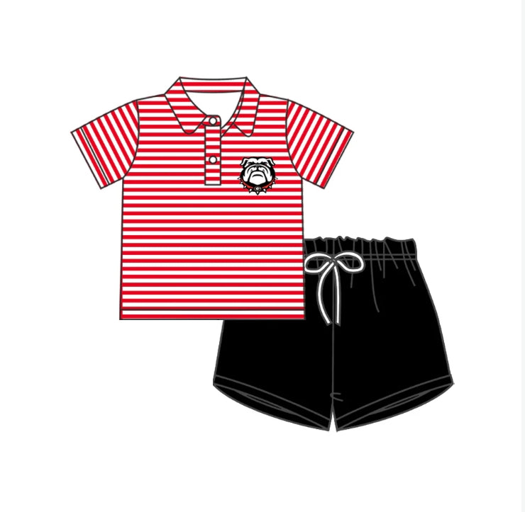 Deadline June 19 red stripe dog G polo shirt shorts boys team clothes