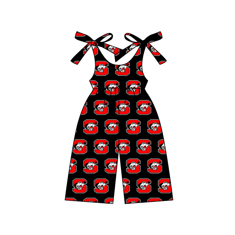 MOQ 3 straps red kids girls team jumpsuit