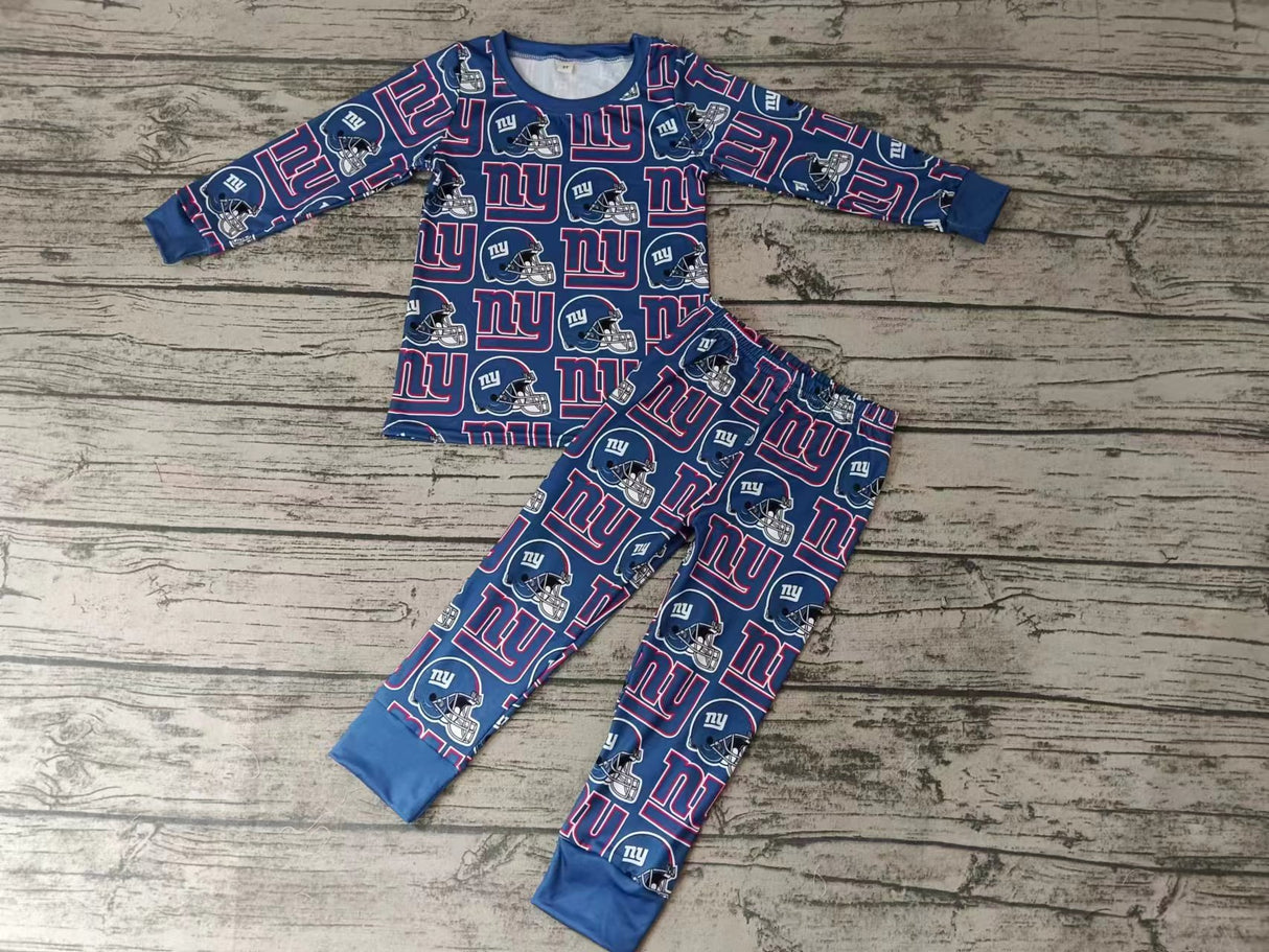 MOQ 5 long sleeves N Y blue boy team pajamas