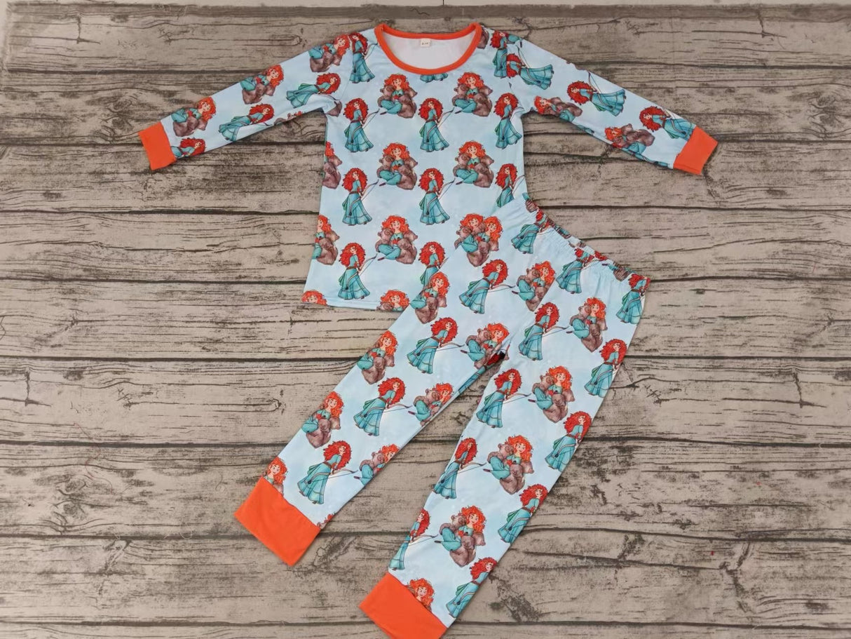 MOQ 5 long sleeves arrow princess baby girls pajamas