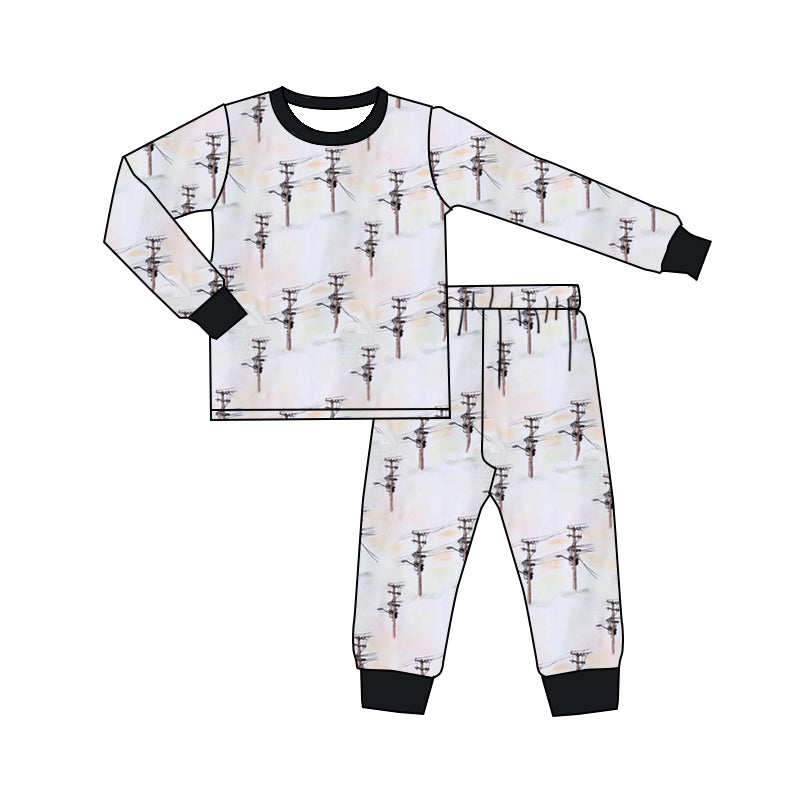 MOQ 3 Long sleeves lineman kids pajamas