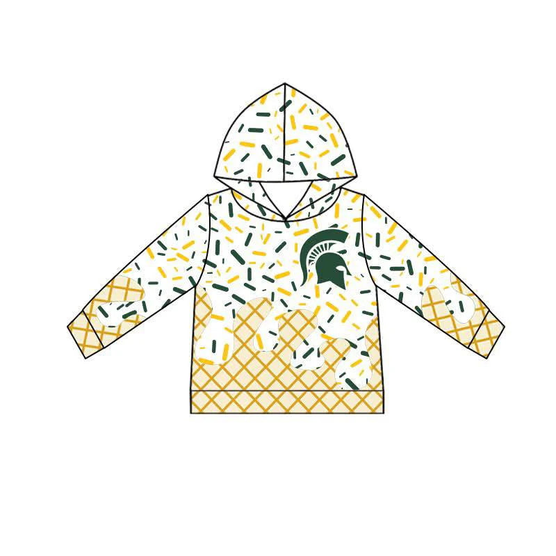 MOQ 3 pcs M green ice cream sprinkle toddler kids team hoodie