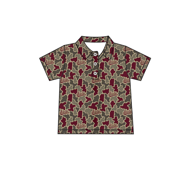 MOQ 5 pcs short sleeves state camo kids boys team polo shirt