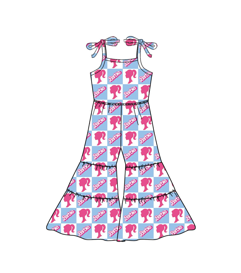 MOQ 5 suspender plaid party girls jumpsuit