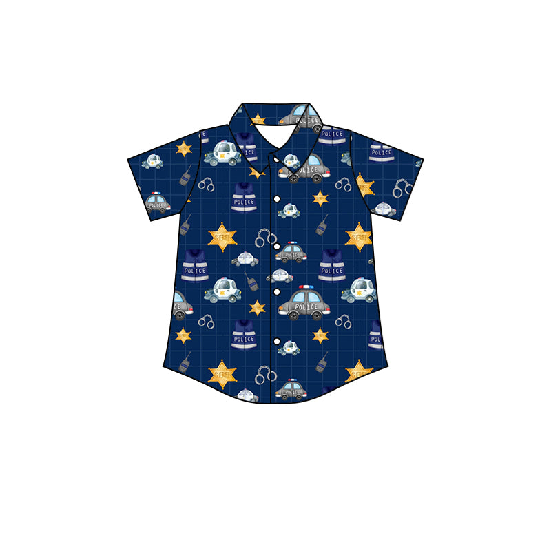 MOQ 5 short sleeves back the blue boy button up shirt