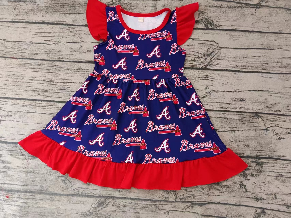 MOQ 3 Flutter sleeves A kids girls team dresses