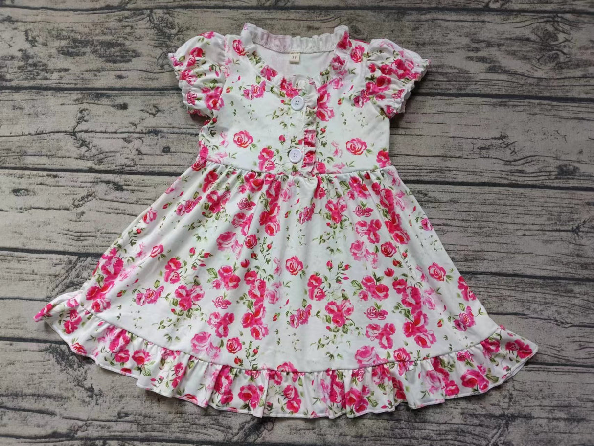 MOQ 3 short sleeves floral kids girls summer nightgown
